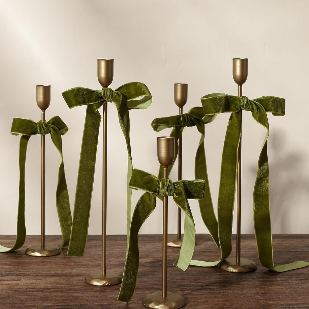 Brass Candlestick Holders Set of 6 - Antique Gold Iron Candle Holders for Chr...