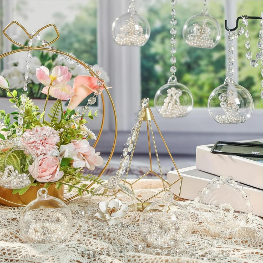 GlikCeil 17 Pcs Clear, Hanging Crystal Garland Decor