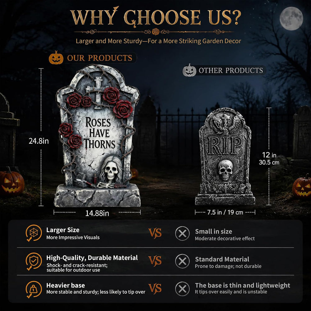25in Halloween Tombstone Outdoor Graveyard Decor Large Yard Signs, 5Pack