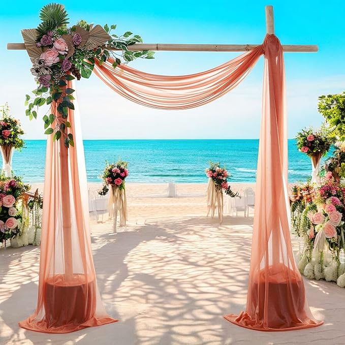 MDS Halloween Chiffon Draping Fabric - 1 Panel, 30" Wide x 100ft Long - Sheer Spooky Arbor & Canopy Drapery for Haunted House Backdrops, Party Ceilings, DIY Costumes & Themed Events - Terracotta