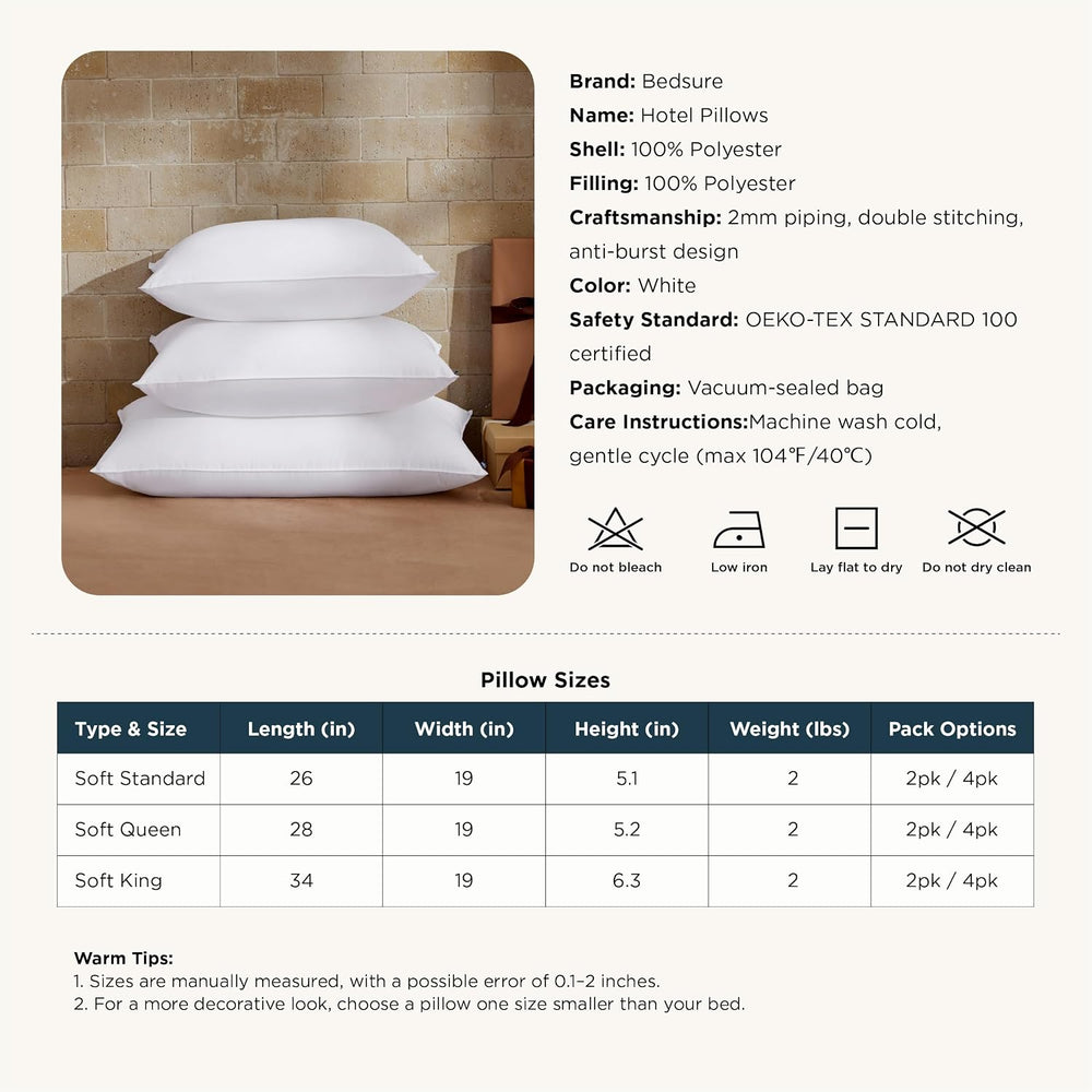Bedsure Pillows Queen Size Set of 2, Bed Pillows for Sleeping