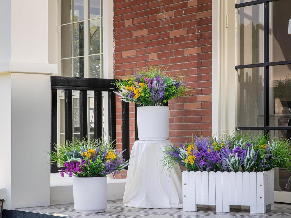 25PCS Artificial Plants Outdoor, Faux Lavender Flower Greenery Stem Outside