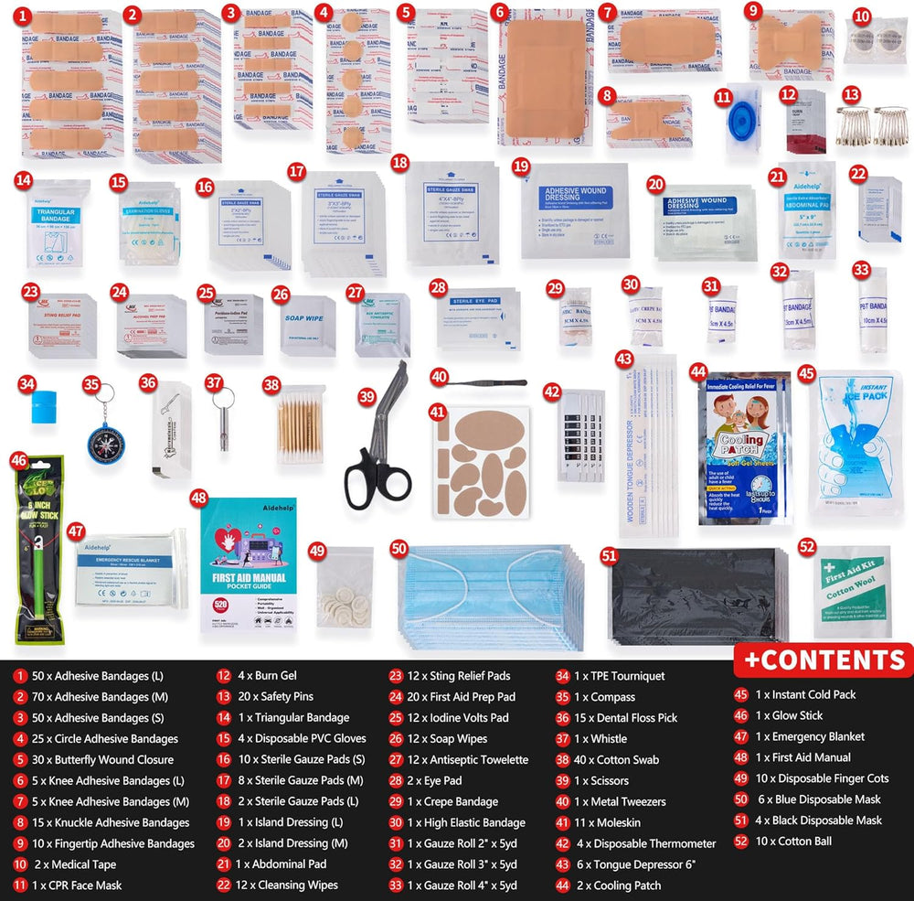 520 Pieces Premium First Aid Kit - Large Emergency Medical Kit for Survival, ...