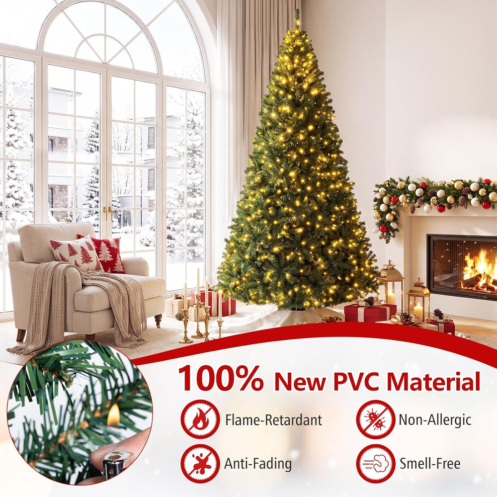 Goplus 9ft Pre-Lit Christmas Tree with 1000 Lights, 11 Light-Mode