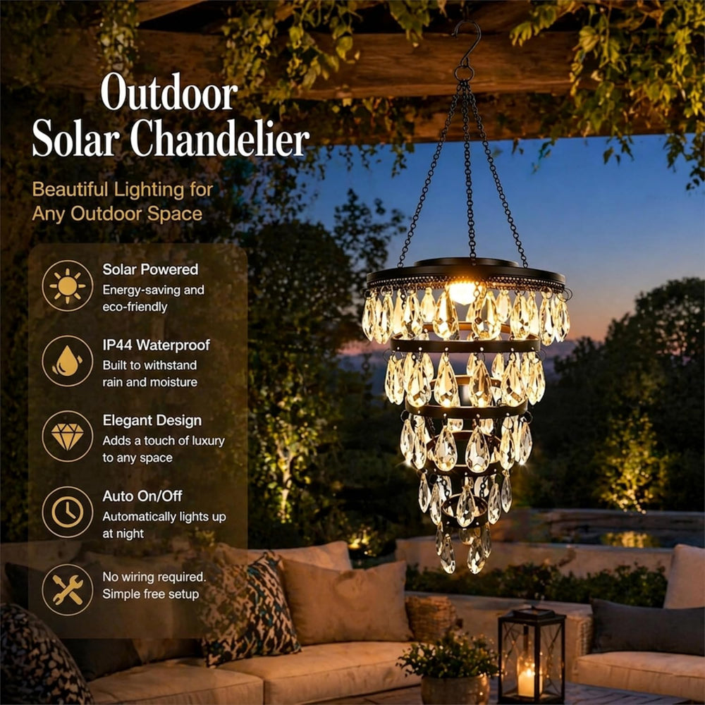 SUNNYPARK Hanging Solar Chandelier Light Outdoor Waterproof