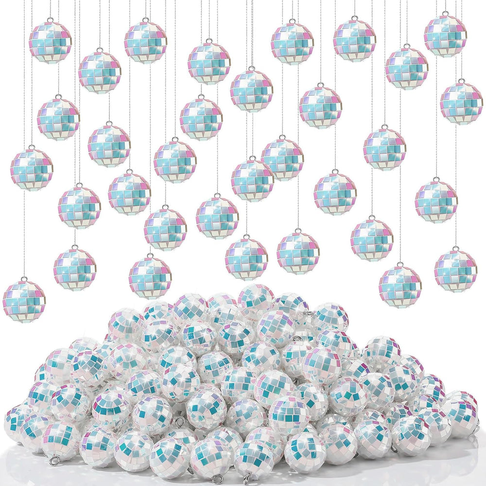 Hoolerry 200 Pcs Mini Disco Ball Ornaments 1.2 Inch Mirror,Laser Color