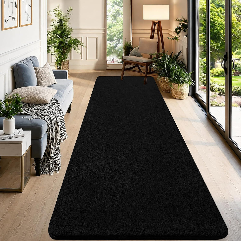 Black Hallway Runner Rug, 2x8 Modern Kitchen Runner Rug Non Slip