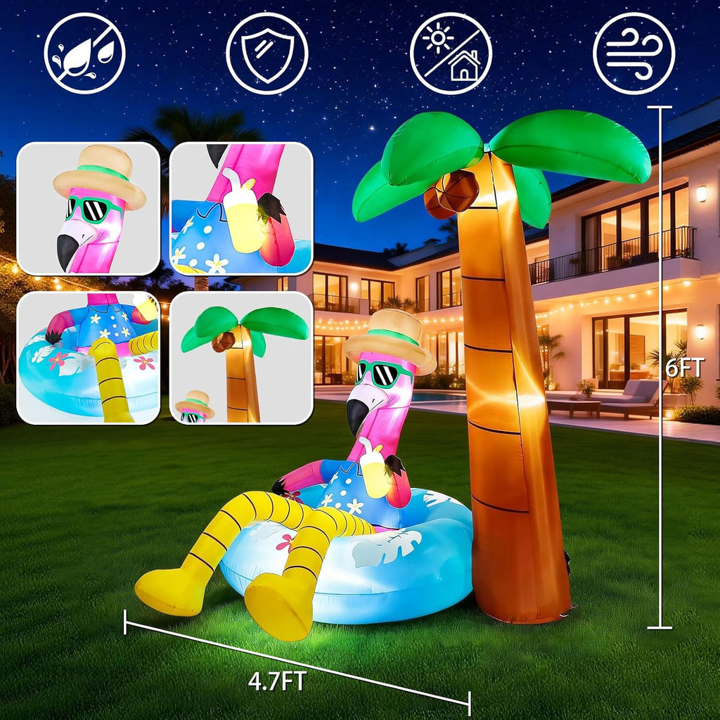 inflatable flamingo outdoor decorations 6ft summer inflatables decor, side view