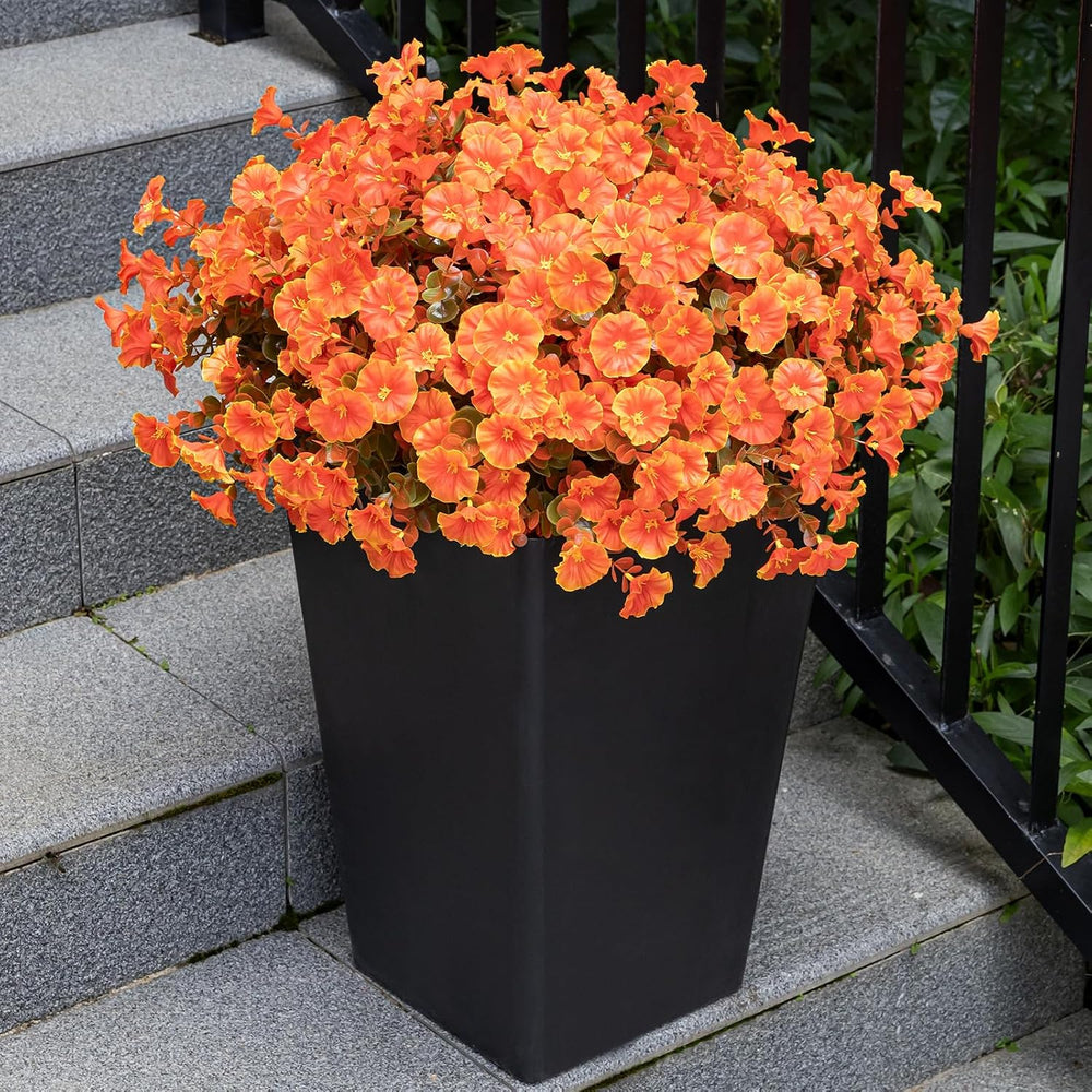 Artificial Fall Flowers for Outdoor 16 Bundles Morning Glory, Autumn Orange