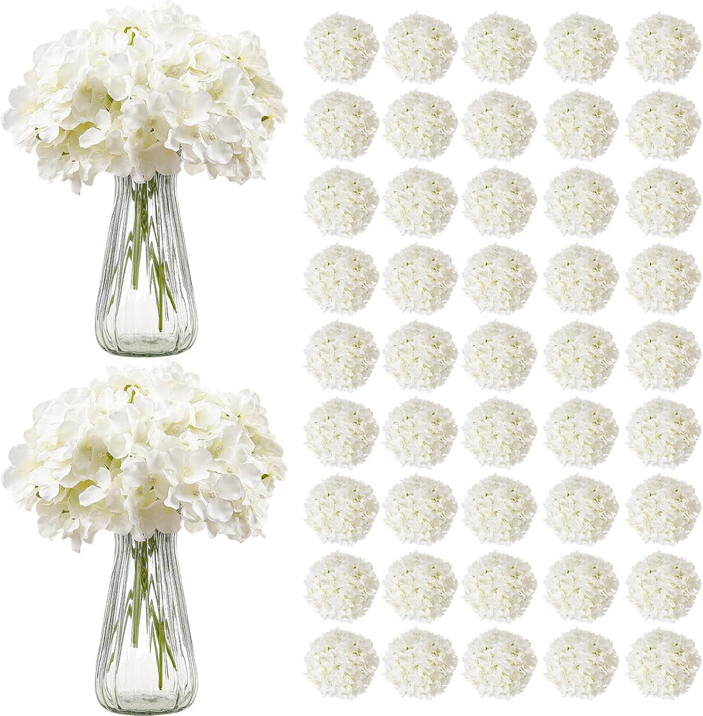 VEVOR Artificial Flowers, 105 pcs Real Looking White Silk Fake Hydrangea Bulk...