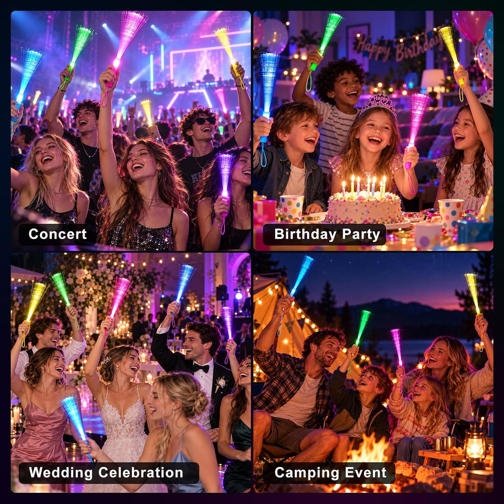 80 Pack Glow Sticks LED, Fiber Optic Light Wands for Concerts and Events