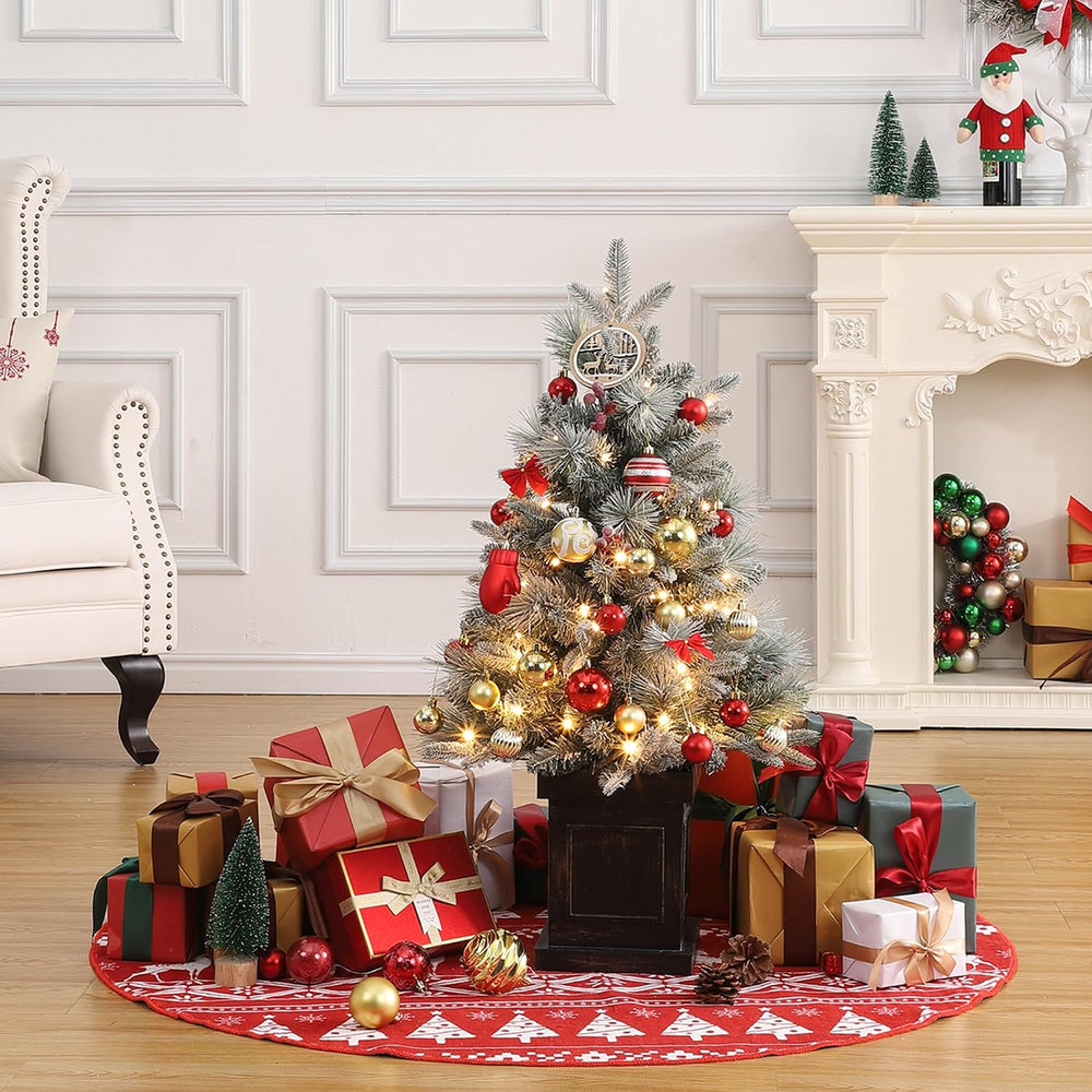 GAOMON 2Set 3FT Prelit Christmas Tree, Artificial Tree with Vintage Base