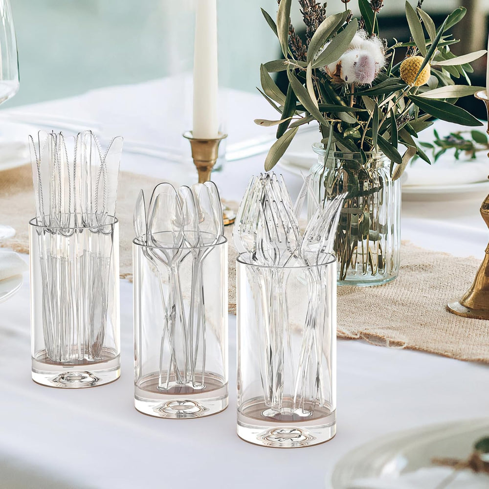 Dealusy 360 Count Extra Heavy Duty Clear Plastic Silverware