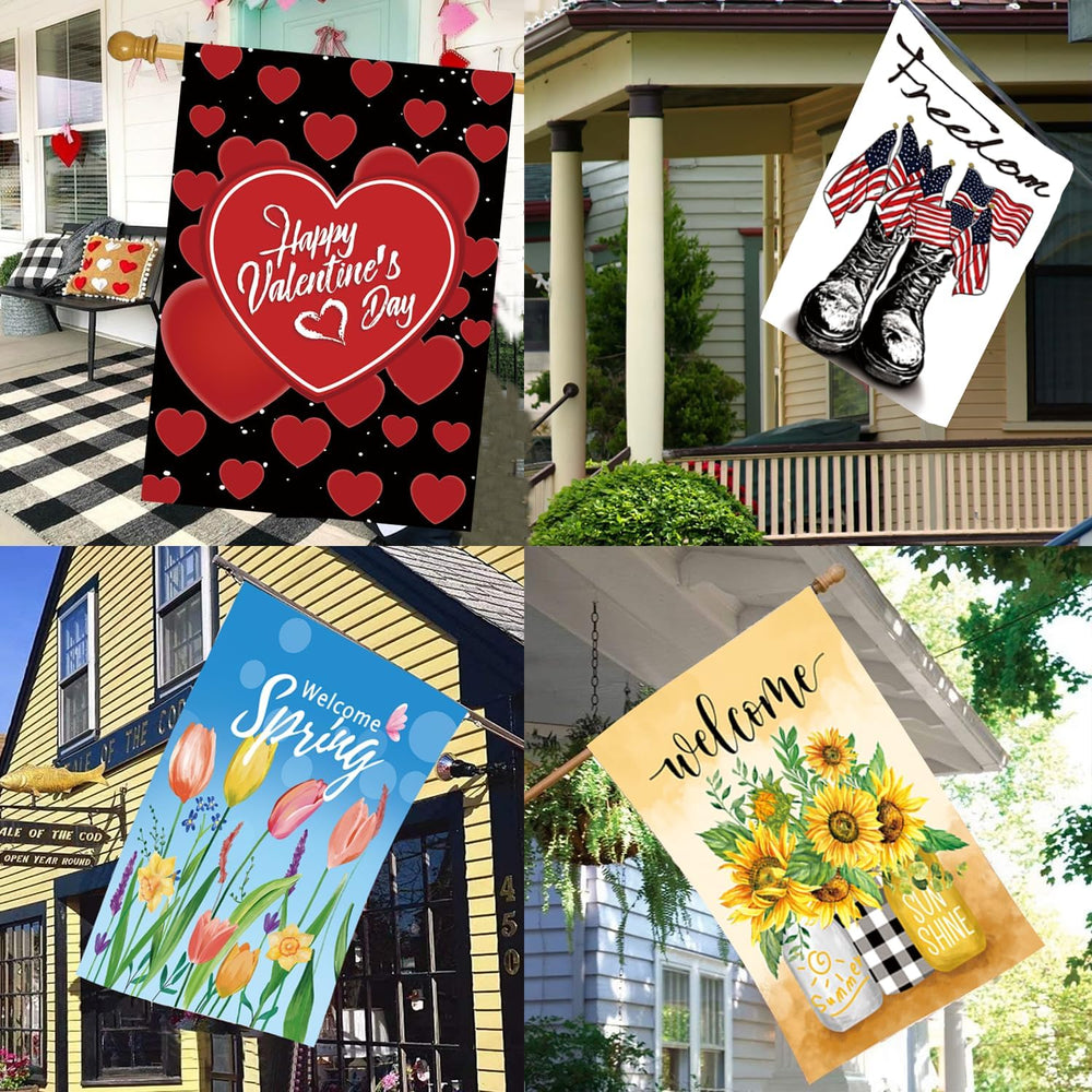Seasonal Garden Flags Set of 12, Double Sided 28 x 40 Inch Yard Flags