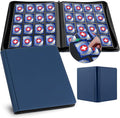 GEAoffice 16 Pockets Card Binder for 1000+ Cards, Premium Sturdy Card Holder Album, PU Cover Collection Binder for MTG, TCG, Game & Sports Cards, Navy Blue