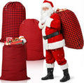 Sweetude 3 Pcs Extra Large Christmas Drawstring Gift Bags, Buffalo Plaid