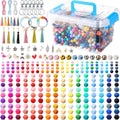 Hotop 342 Pcs Silicone Beads for Keychain Making Kit, 12mm15mm Round 14mm17mm Polygonal Silicone Rubber Beads for Keychain DIY Necklace Bracelet Jewelry Making Supplies