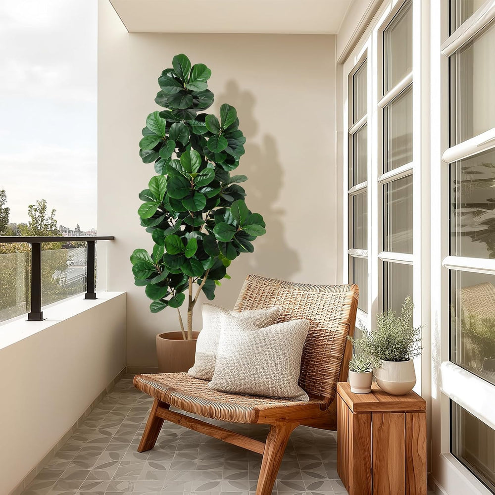 7 ft Fiddle Leaf Fig Tree Artificial with 141 Leaves - Realistic Faux Ficus L...