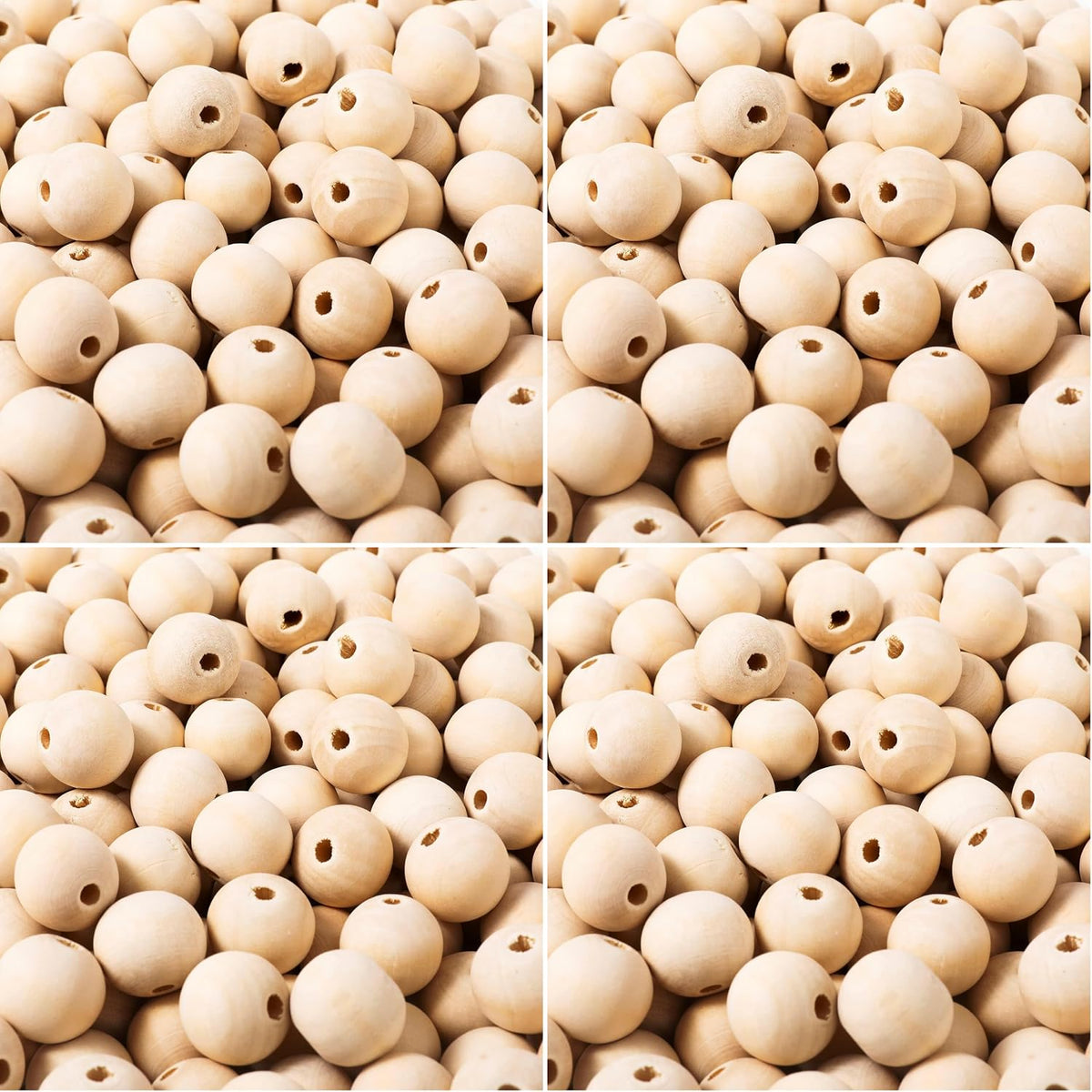 500pcs 20mm Wood Beads Natural Unfinished Round Wooden Loose Beads Wood Spacer Beads for Craft Making Decorations and DIY Crafts (Pack of 4)