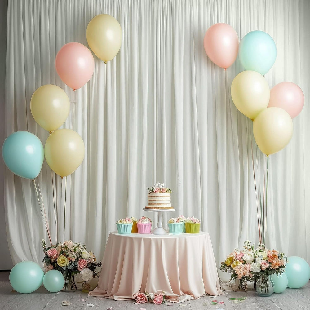 10x12ft Ivory Backdrop Curtain for Wedding Parties, Wrinkle Free 2 Panels Sil...