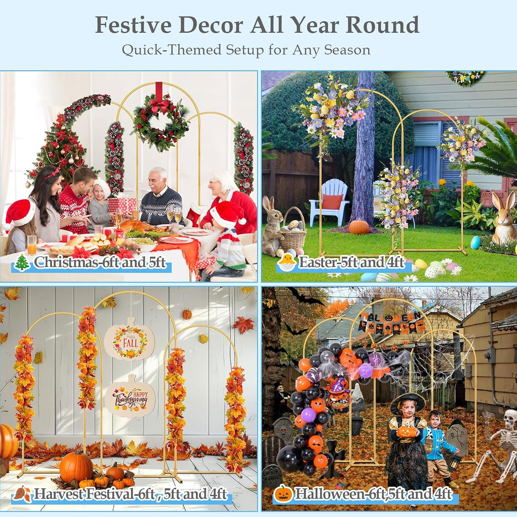 6FT,5FT,4FT Balloon Arch Stand Kit with Base Set of 3