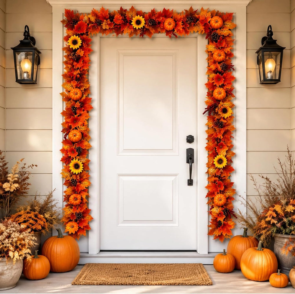 Fall Home Decor-2 Pack 6Ft Maples Pumpkin Berry Pinecone Sunflower Garlands