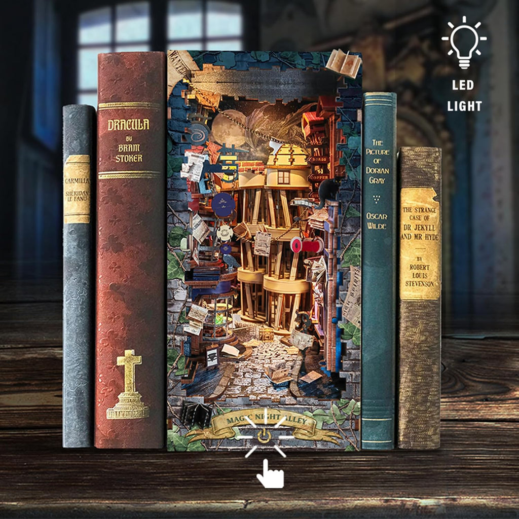 Book Nook Magic Night Alley DIY Miniature House Kit for Adults