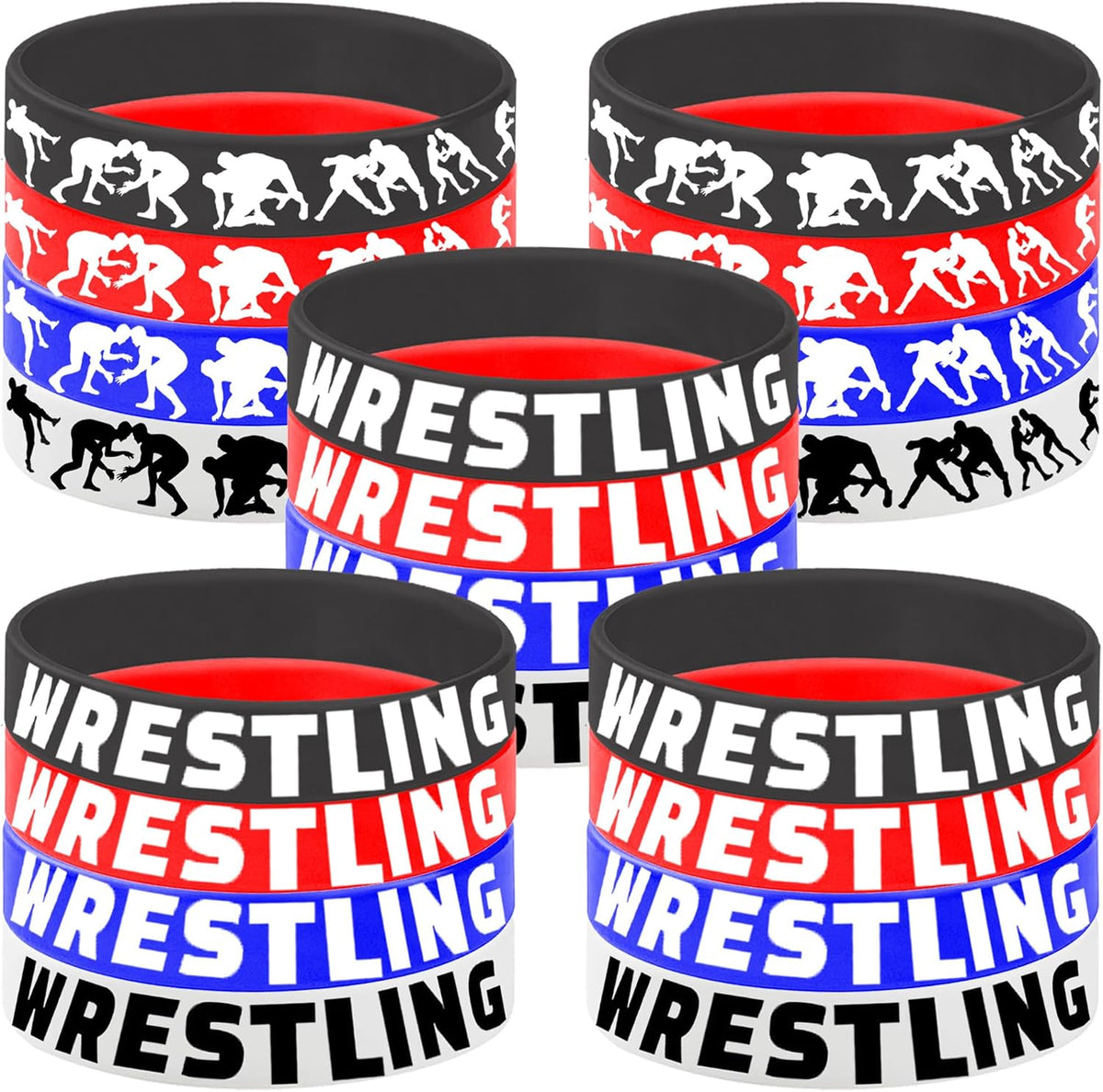 24PCS Wrestling Rubber Silicones Wristbands Wrestling Match Themed Birthday Grapple Party Favors Decorations