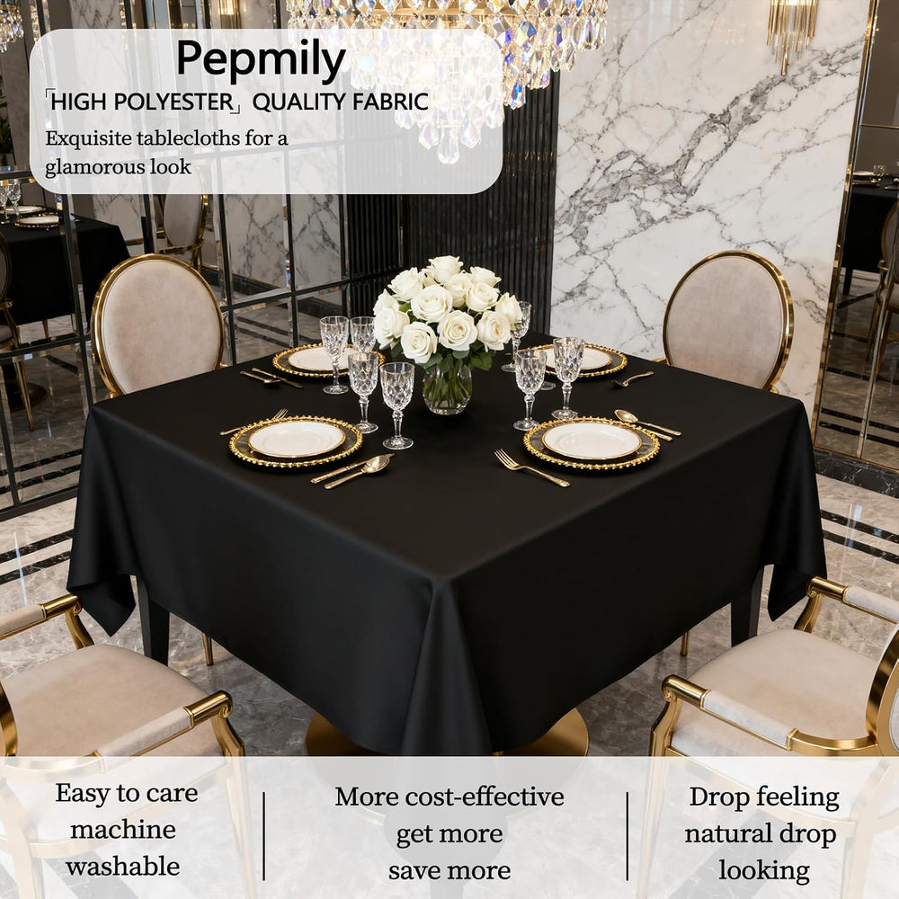 8 Pack Black 60 x 60 Inch Square Tablecloth