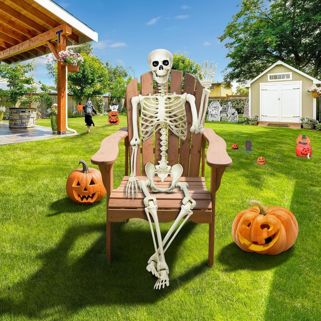 Halloween Decorations Outdoor 5.4Ft Life-Size Realistic Posable Skeleton