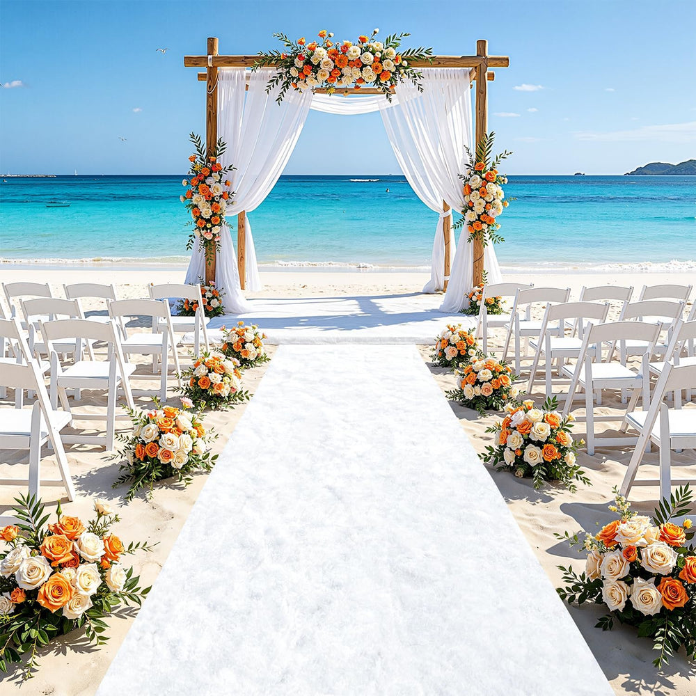 FUHSY Aisle Runner for Wedding Ceremony White Aisle Runner Velvet Carpet 3FTx...
