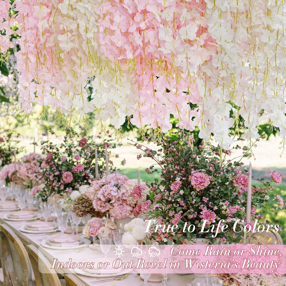 40 Pack White Pink Wisteria Hanging Flowers, Fake Flowers for Decoration, Art...