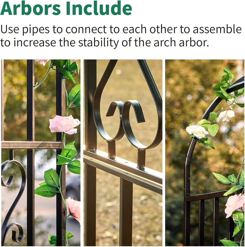 Metal Garden Archway, 100"H x 45"W Curved Arbor for Climbing Plants