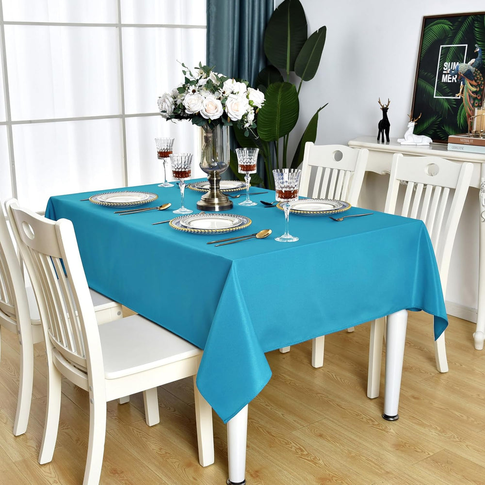 Teal Rectangle Tablecloth Waterproof Table Cloth, 90 x 132 inch