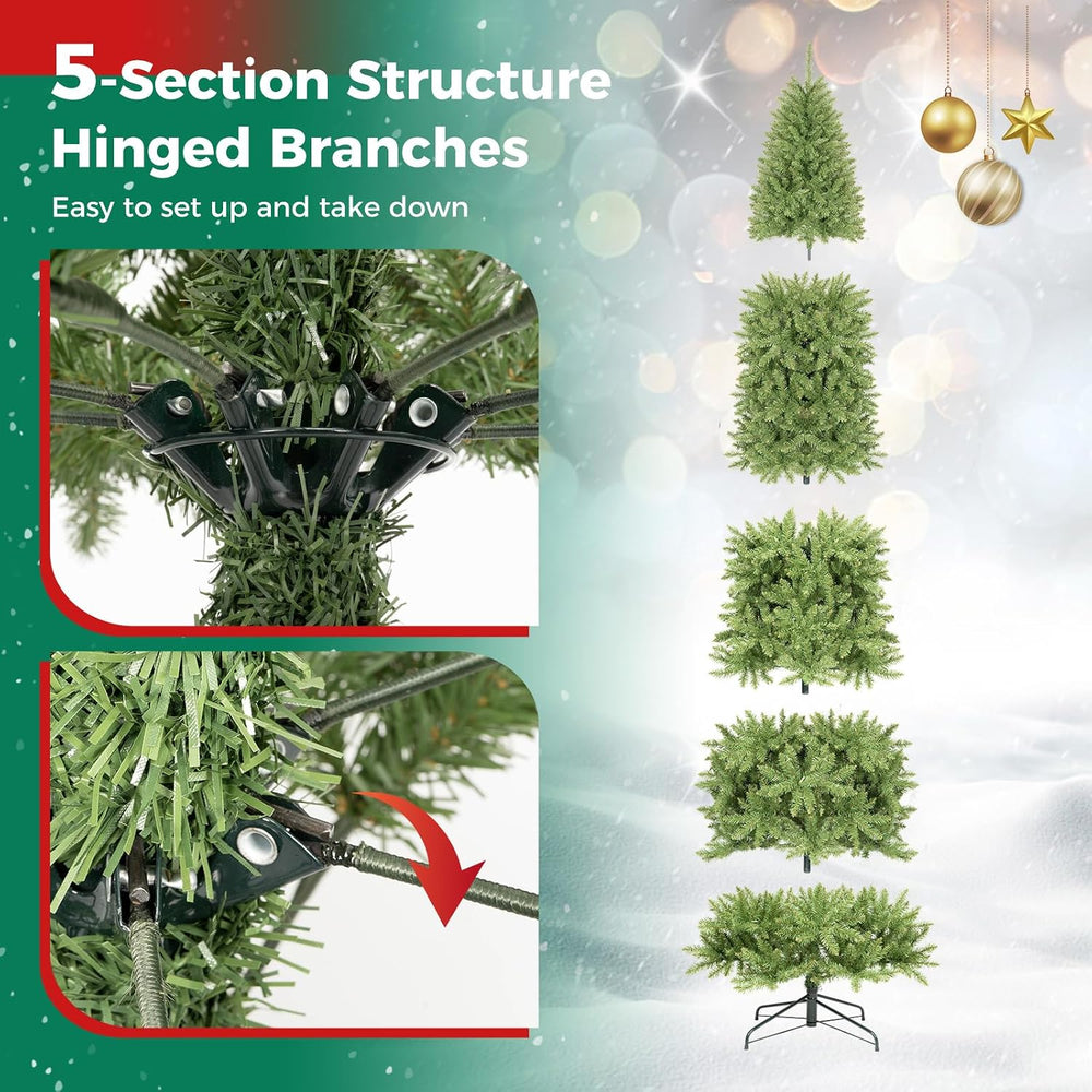 COSTWAY 10 FT Artificial Pencil Christmas Tree, Unlit, Hinged, Easy Setup