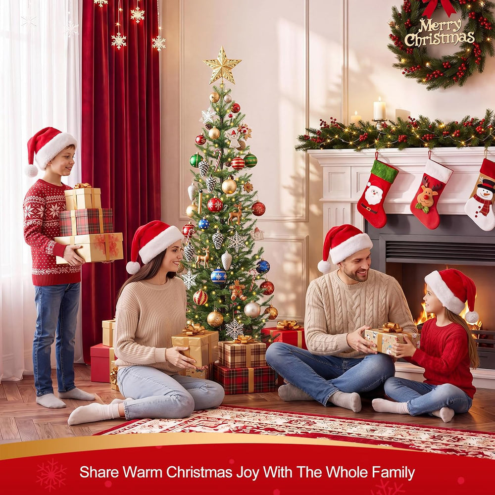VeriNatural Pre-Lit Christmas Tree, Slim Pencil Christmas Tree - 5 FT