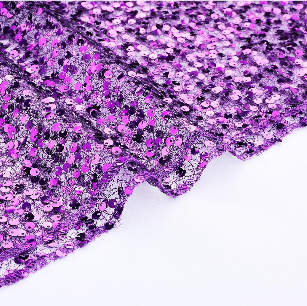 2 Pack Sequin Table Runner 120inch 10FT Rectangle Purple Party Table Runner