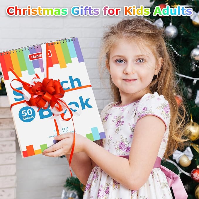 9" x 12" Sketch Book, 4-Pack 50 Sheets Spiral Bound Art Sketchbook, Acid Free Artist Drawing Paper Pad for Kids Adults, Party Art Supplies, Ideal Gifts for 8 9 10 11 12 13 14 Year Old Girl