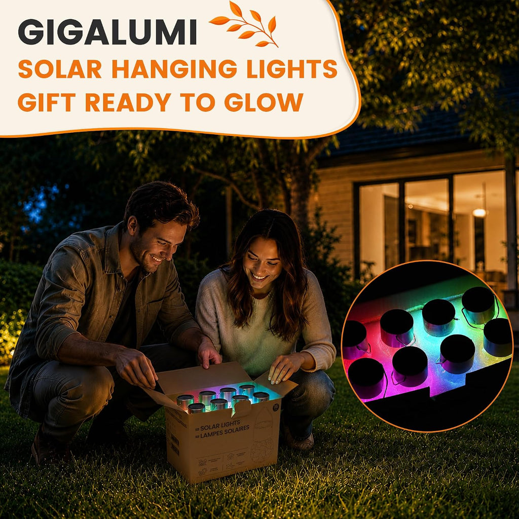 gigalumi solar hanging lights outside solar christmas decoration on a desk or shelf