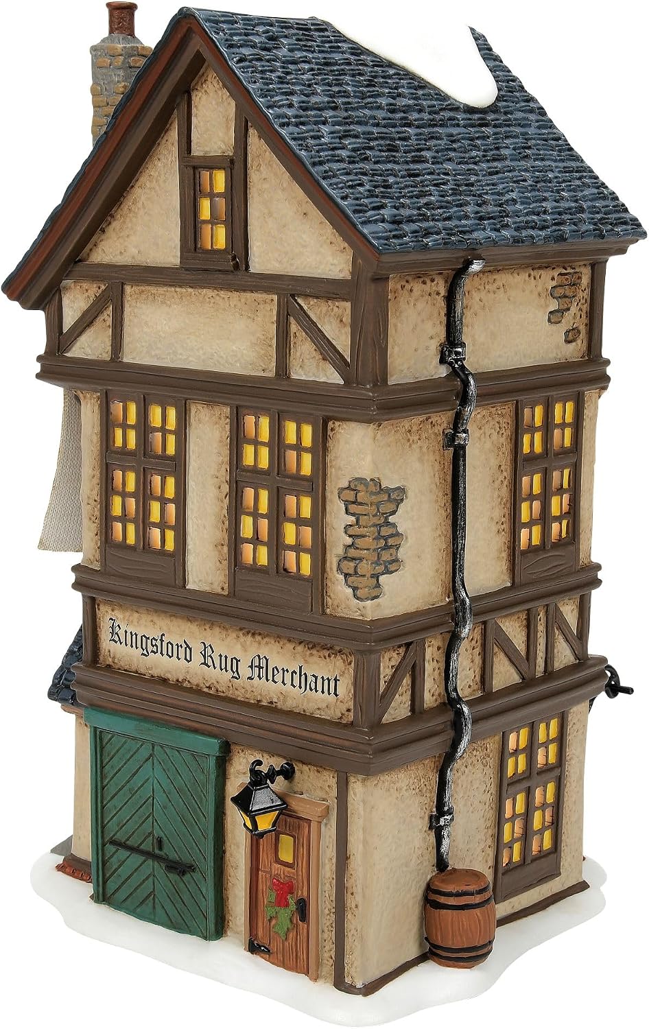Department 56 Dickens Village Kingsford Rug Merchant Shop Light Up Building, 8.46 Inch, Multicolor
