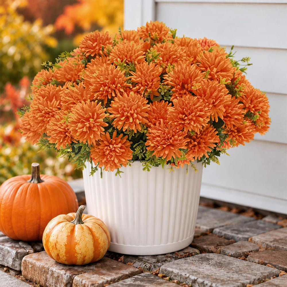 lovemoon 12 Pcs Outdoor Artificial Mum Marigold Flowers for Day of the Dead