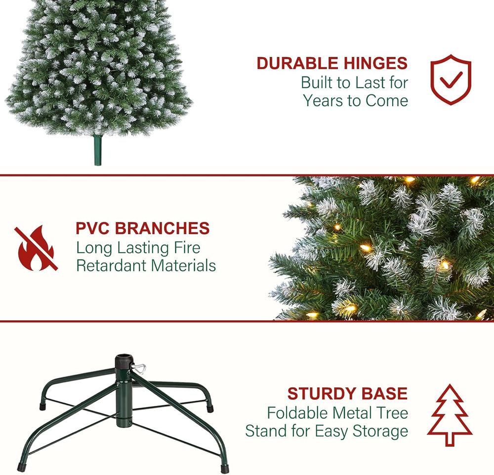 Hykolity 6 ft Partially Flocked Christmas Tree with 1,032 Branch Tips
