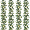 TOCHGREEN 4 Pack Artificial Eucalyptus Flower Garland with White Roses