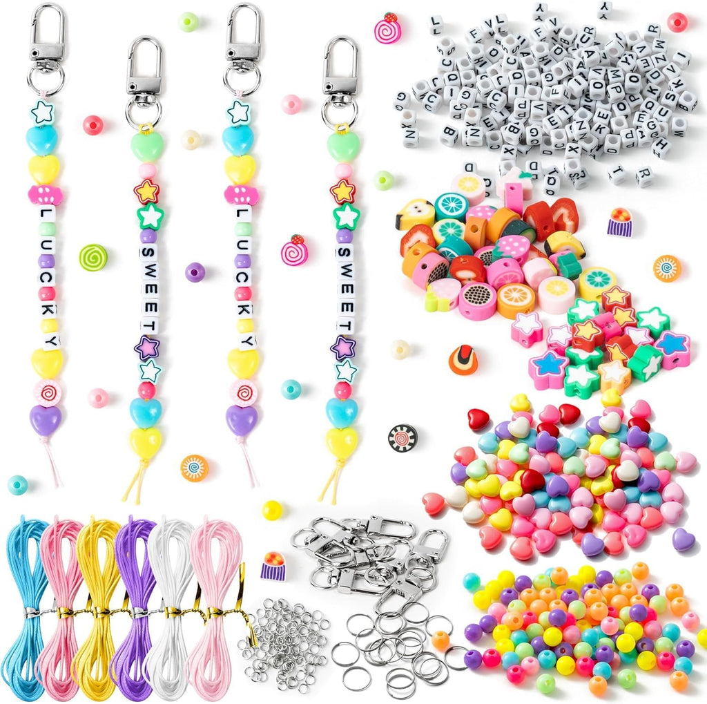 WATINC DIY Bead Keychain Kit, Macaron Letter Beads Key Chain Craft 2784Pcs
