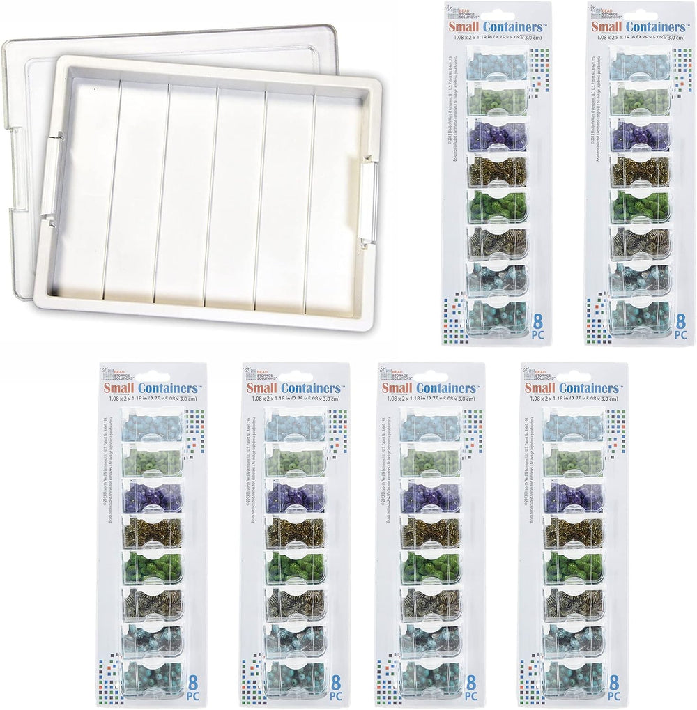 Plastic Stackable Organizer Tray Bundle with Lid and 48 Size Small Containers...