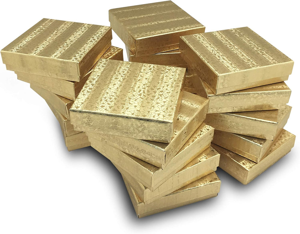 TheDisplayGuys 25 Cardboard Jewelry Gift Boxes with Inserts - Gold Foil