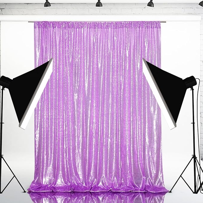 Eternal Beauty Lavender Sequin Backdrop, 10x10 Ft Glitter Background Curtains for Shimmer Photography Party Wedding Birthday Back Drop Decor