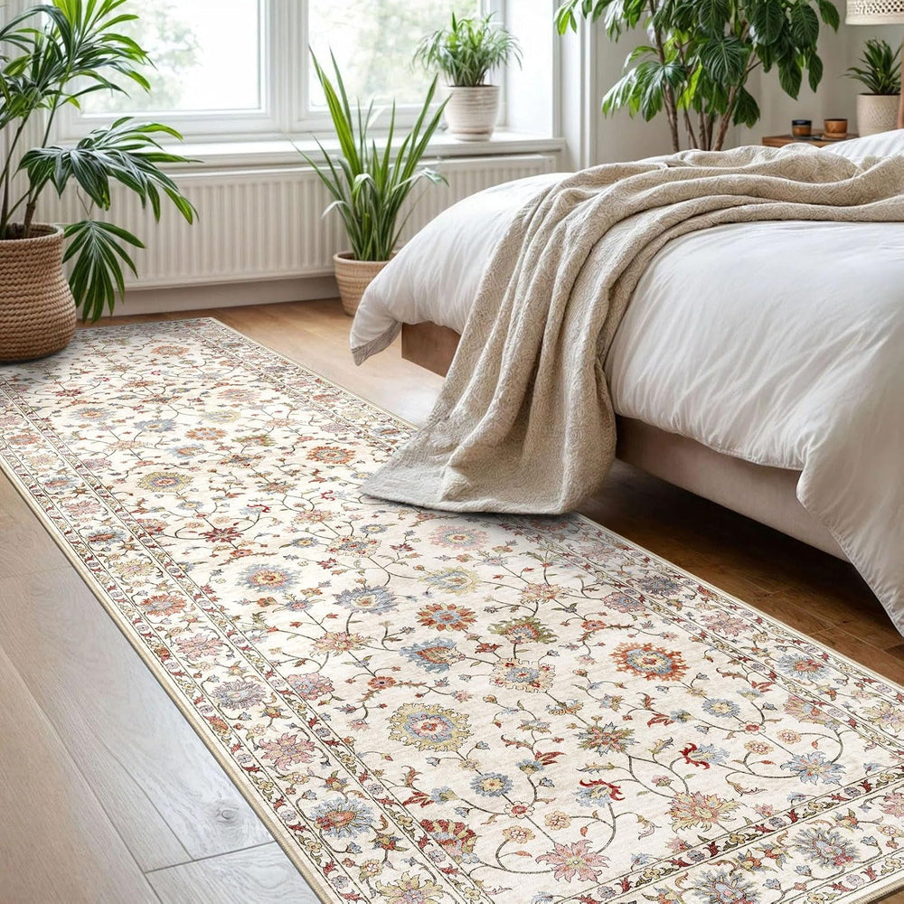 LUXRUG Kitchen Runner Rugs Non Skid Washable - 2.5x8ft Long Cream Colorful