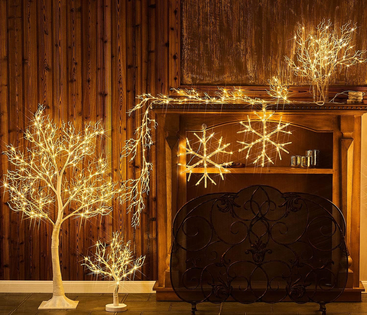 hairui lighted white twig tree with fairy lights, side view