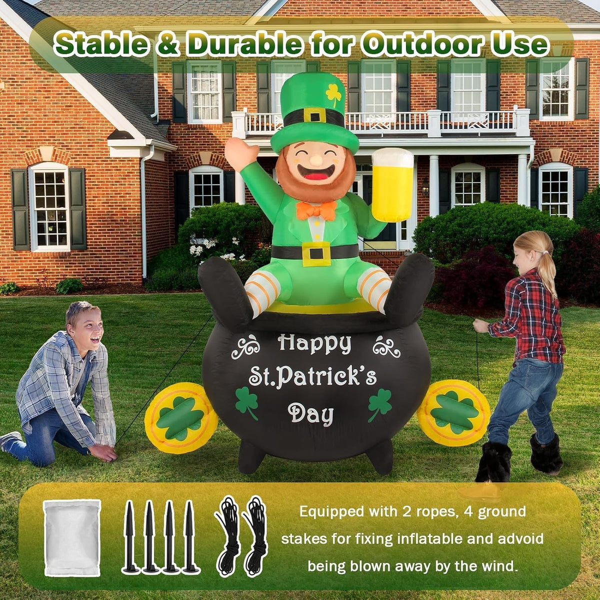 st. patrick's day inflatable outdoor yard decorations 6ft, side view